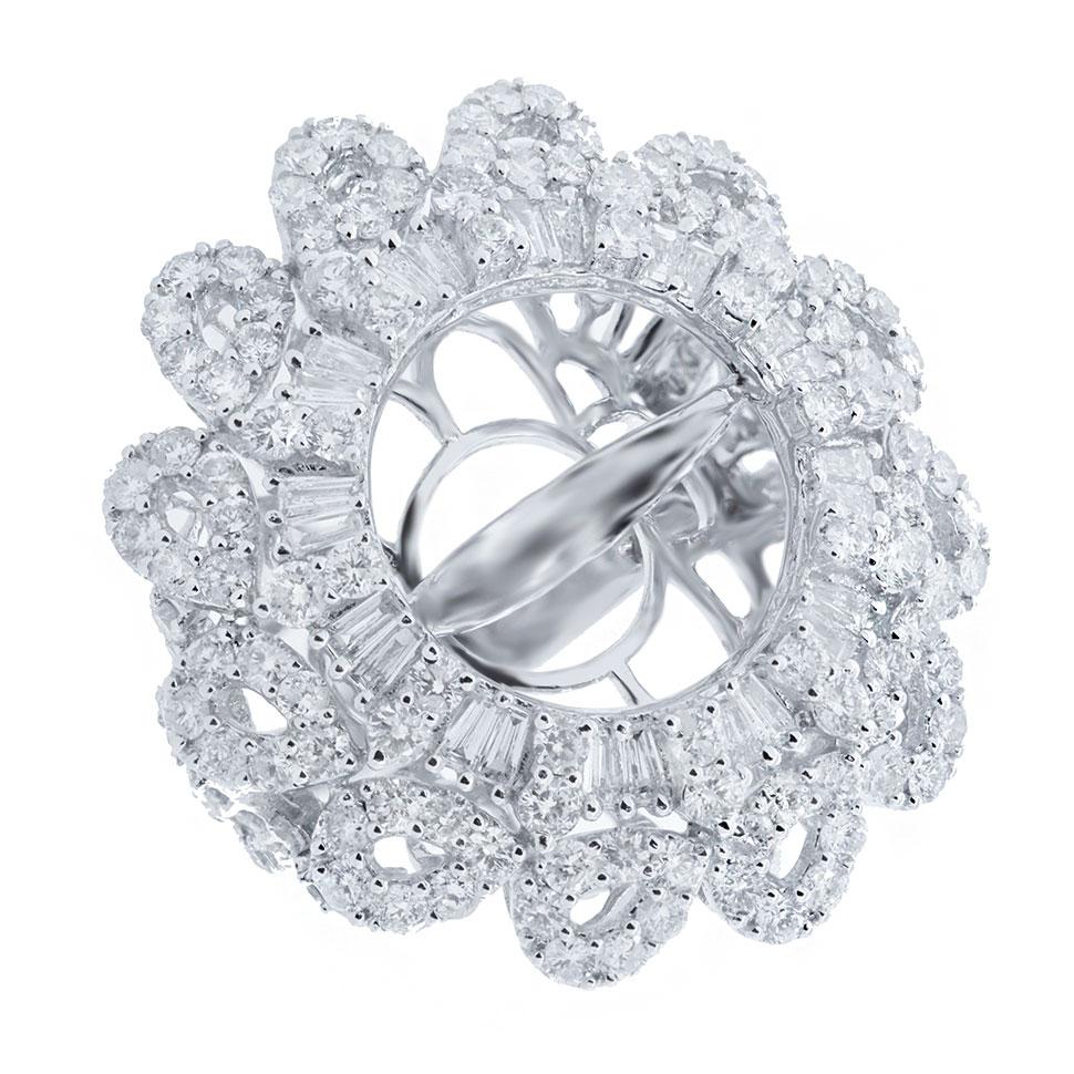18k White Gold Diamond Semi-mount Ring - 3.52ct