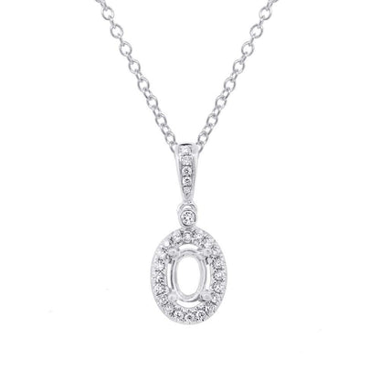 14k White Gold Diamond Semi-mount Pendant - 0.11ct