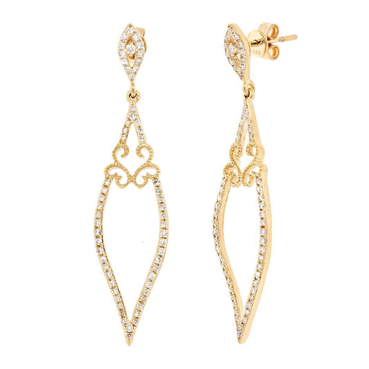 14k Yellow Gold Diamond Earring - 0.44ct