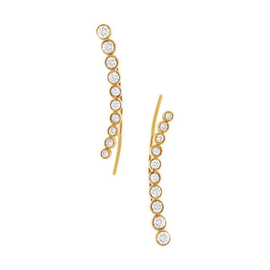 14k Yellow Gold Diamond Ear Crawler Earring