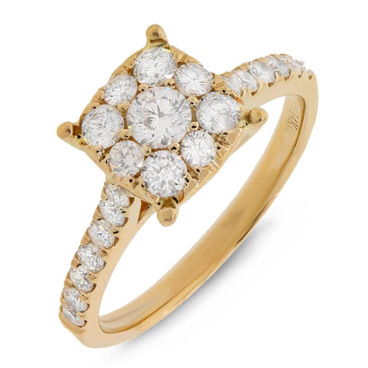 14k Yellow Gold Round Brilliant Diamond Lady's Ring - 0.87ct