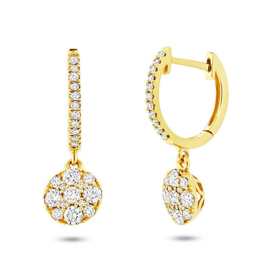 14k Yellow Gold Diamond Cluster Earring - 0.65ct