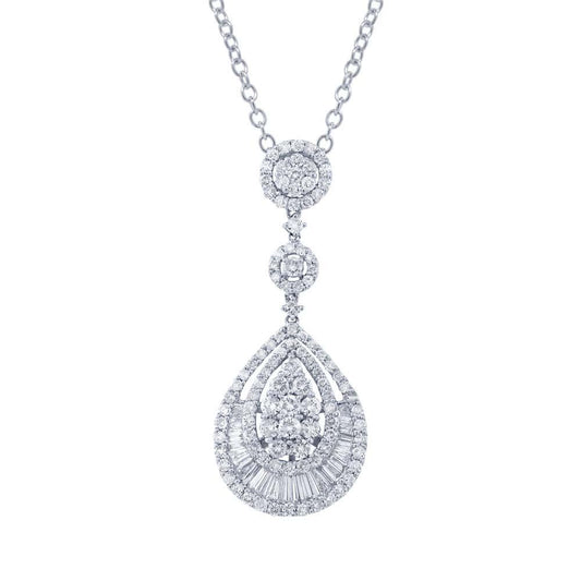 18k White Gold Diamond Pendant - 2.83ct