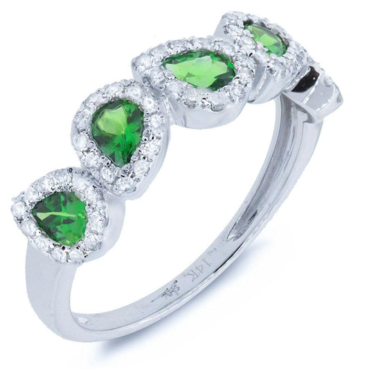 Diamond & 0.81ct Green Garnet 14k White Gold Ring - 0.32ct