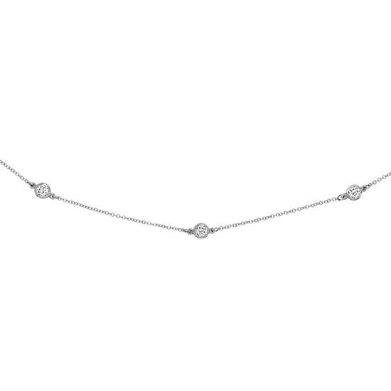 18k White Gold 16-18'' Diamonds by the Yard Chain - 0.20ct