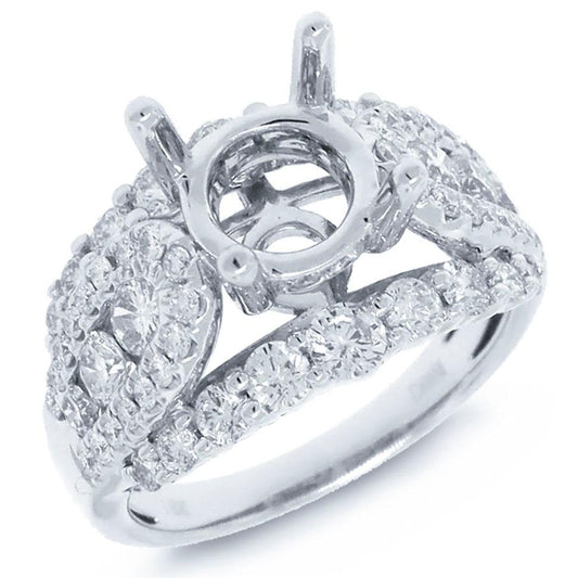 18k White Gold Diamond Semi-mount Ring Size 9.5 - 1.70ct