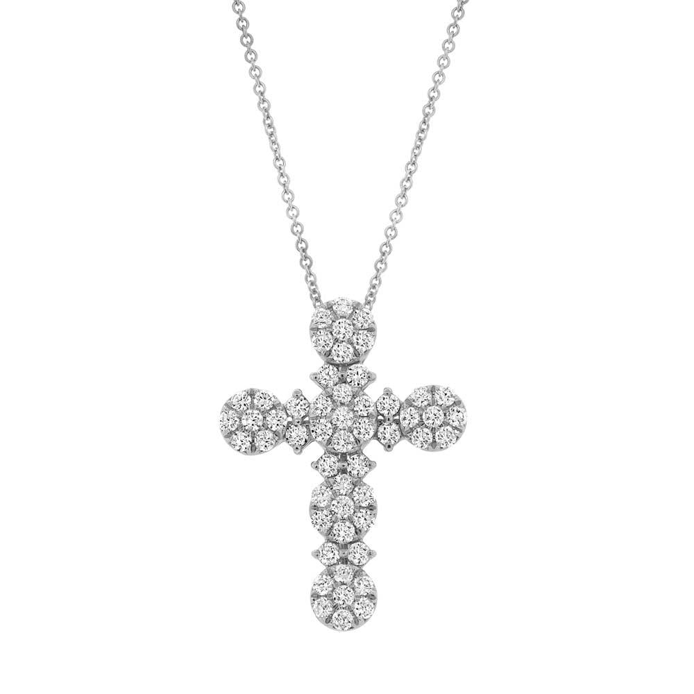 18k White Gold Diamond Cross Pendant - 1.23ct
