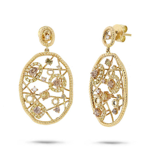 18k Yellow Gold Fancy Color Diamond Earring - 1.61ct