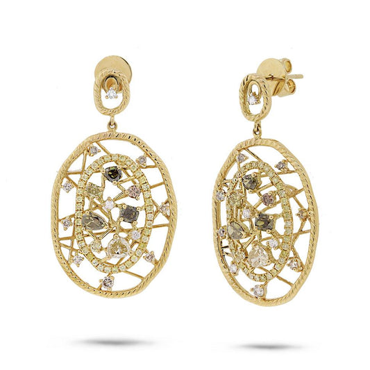 18k Yellow Gold Fancy Color Diamond Earring - 2.58ct
