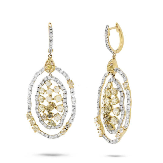 18k Yellow Gold Fancy Color Diamond Earring - 5.23ct