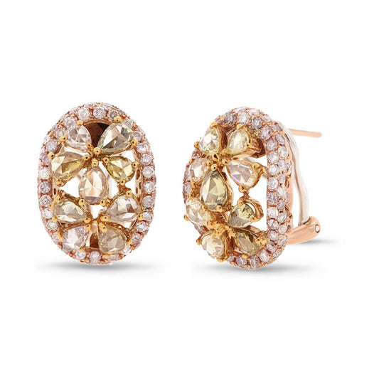 18k Three-tone Gold Fancy Color Diamond Earring - 3.50ct