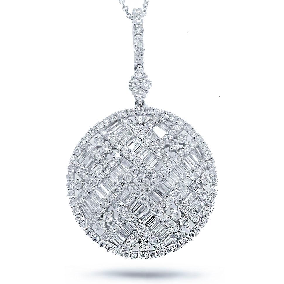 18k White Gold Diamond Pendant - 3.72ct