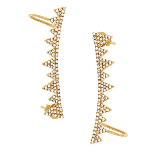 14k Yellow Gold Diamond Ear Crawler Earring