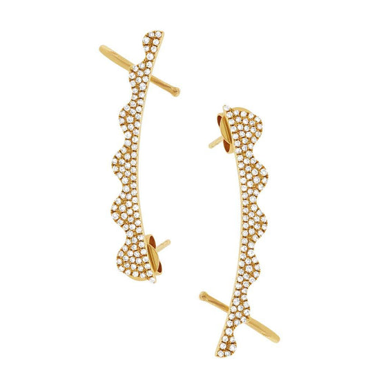 14k Yellow Gold Diamond Ear Crawler Earring