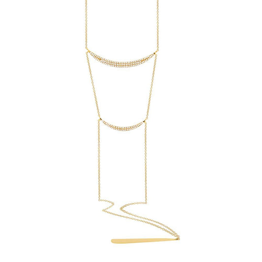 14k Yellow Gold Diamond Pave Lariat Necklace - 0.34ct