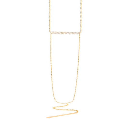 14k Yellow Gold Diamond Pave Lariat Necklace - 0.18ct