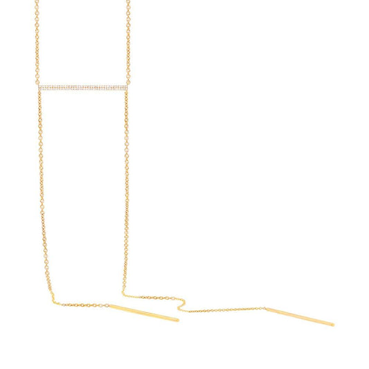 14k Yellow Gold Diamond Pave Lariat Necklace - 0.19ct
