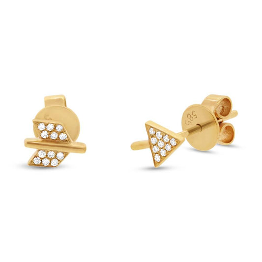 14k Yellow Gold Diamond Arrow Earring - 0.05ct