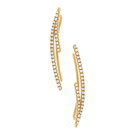 14k Yellow Gold Diamond Ear Crawler Earring