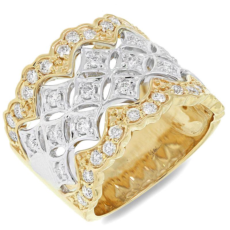 18k Two-tone Gold Diamond Lady's Ring - 0.83ct
