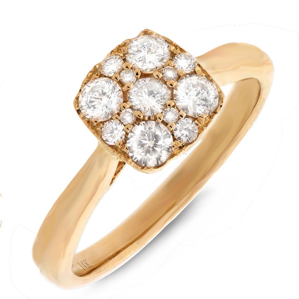 14k Yellow Gold Diamond Cluster Lady's Ring - 0.60ct