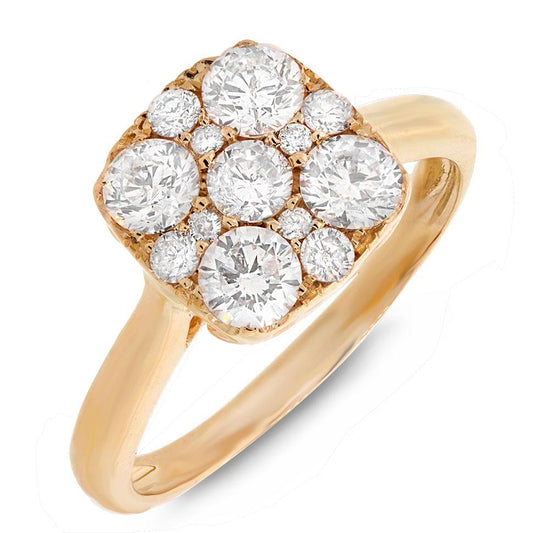 14k Yellow Gold Diamond Cluster Lady's Ring - 1.20ct