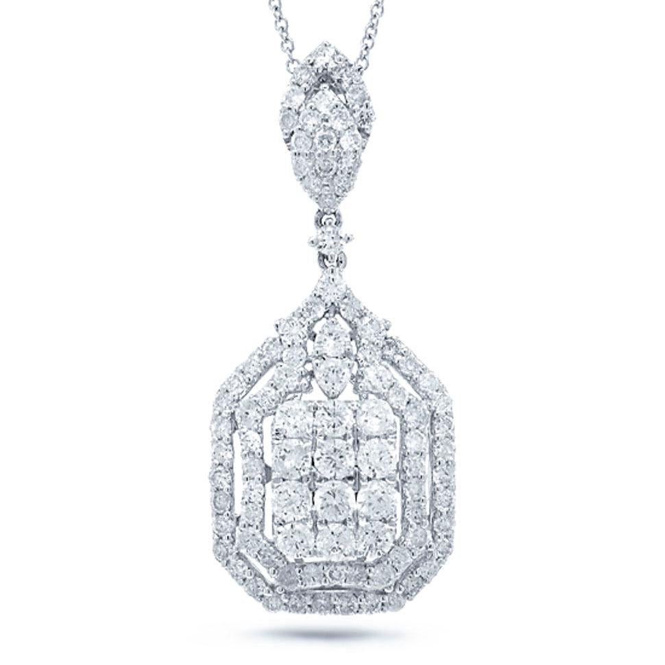 18k White Gold Diamond Pendant - 2.11ct