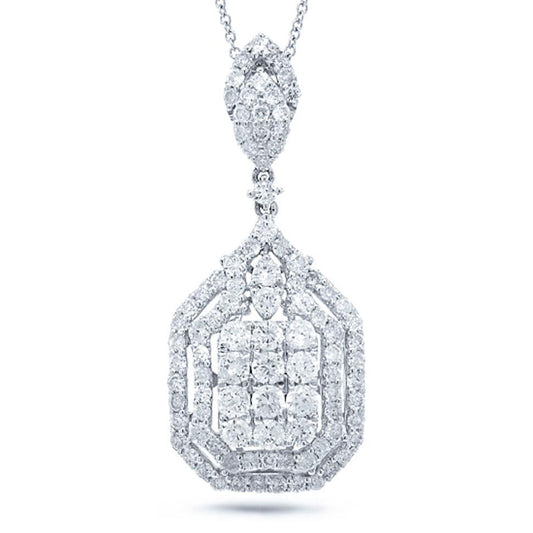 18k White Gold Diamond Pendant - 2.11ct