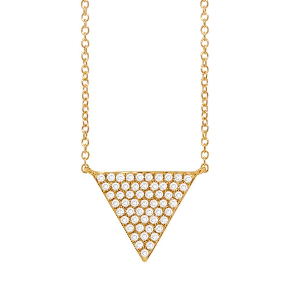 14k Yellow Gold Diamond Pave Triangle Pendant - 0.17ct