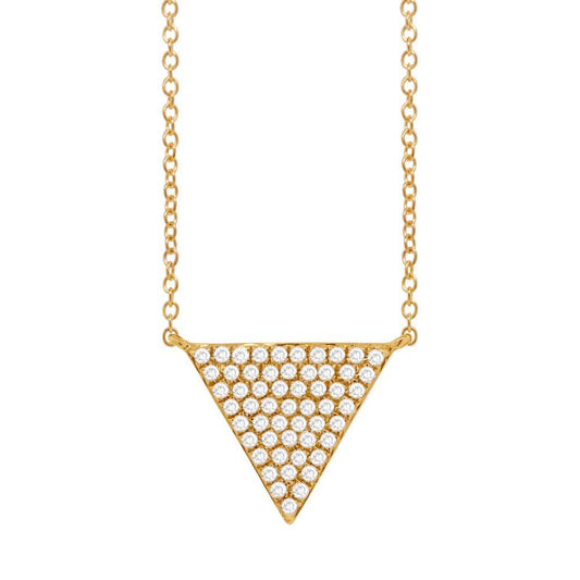 14k Yellow Gold Diamond Pave Triangle Pendant - 0.17ct