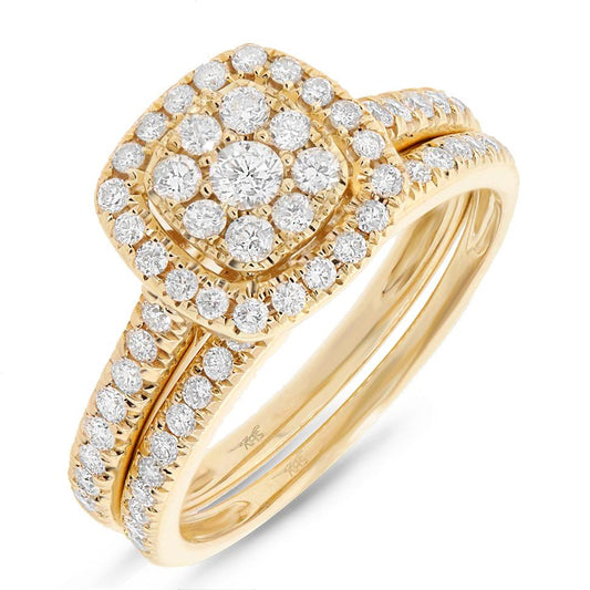 14k Yellow Gold Diamond Wedding Set - 0.79ct