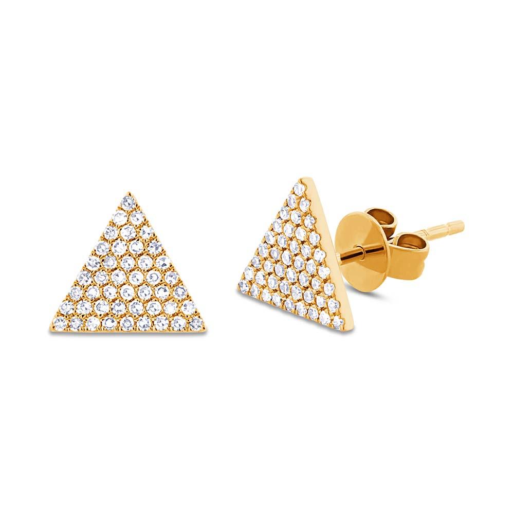 14k Yellow Gold Diamond Pave Triangle Earring - 0.24ct