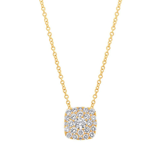 14k Yellow Gold Diamond Cluster Necklace - 0.55ct