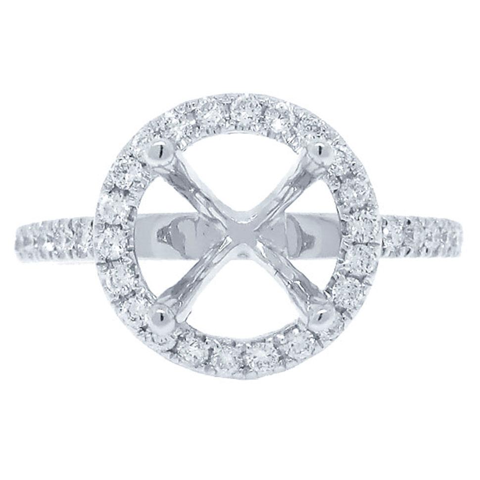 18k White Gold Diamond Semi-mount Ring for 2.00ct Center - 0.38ct