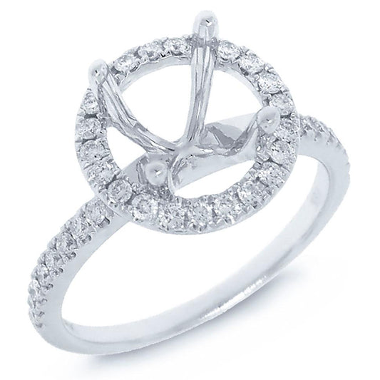18k White Gold Diamond Semi-mount Ring for 2.00ct Center - 0.38ct