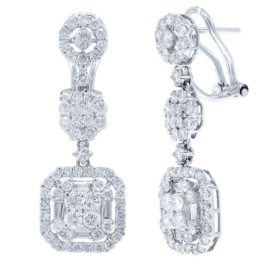 18k White Gold Diamond Earring - 2.56ct