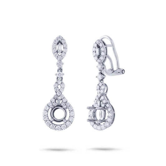 18k White Gold Diamond Semi-mount Earring - 1.03ct