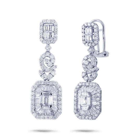 18k White Gold Diamond Earring - 3.18ct