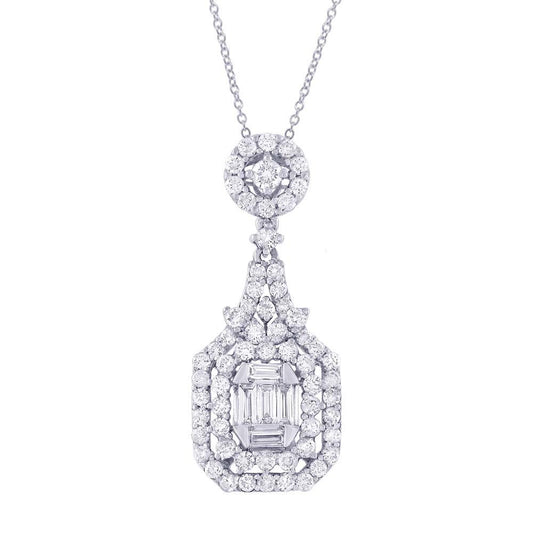 18k White Gold Diamond Pendant - 1.50ct