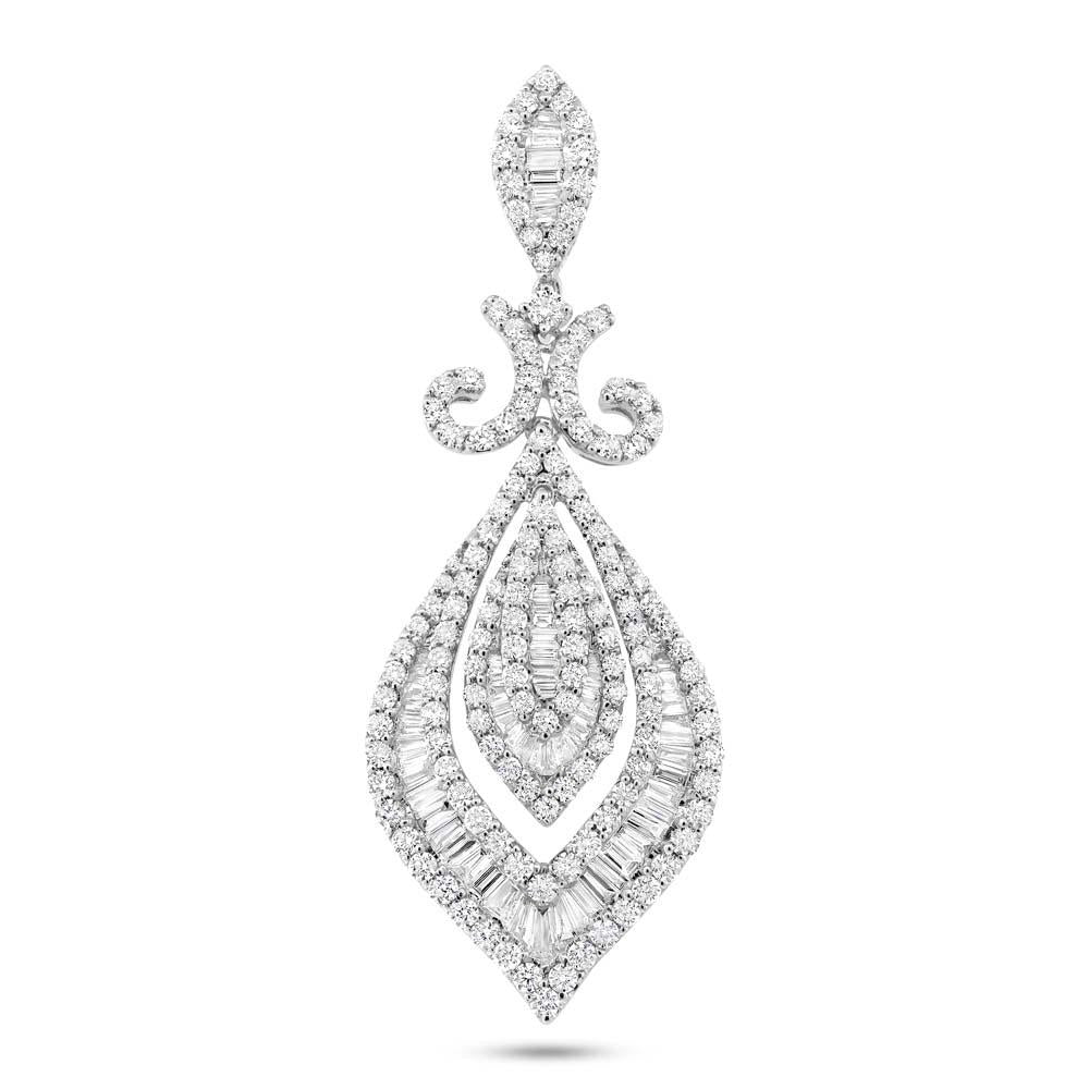 18k White Gold Diamond Pendant - 3.00ct