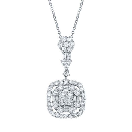 18k White Gold Diamond Pendant - 1.77ct