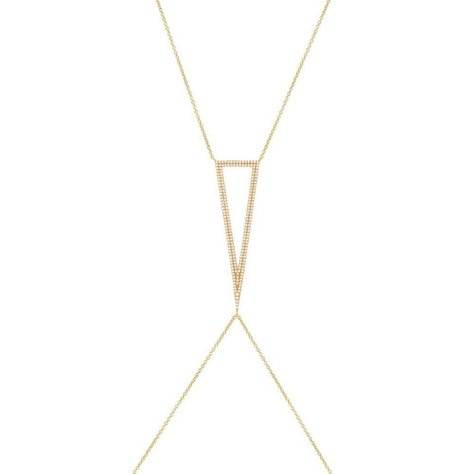 14k Yellow Gold Diamond Body Chain Necklace - 0.49ct