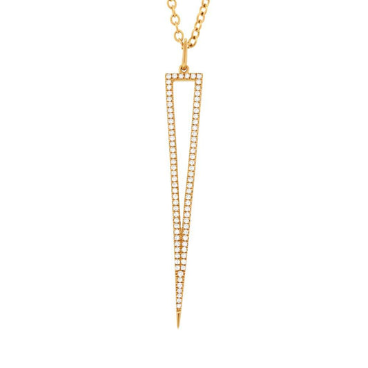 14k Yellow Gold Diamond Triangle Pendant - 0.24ct