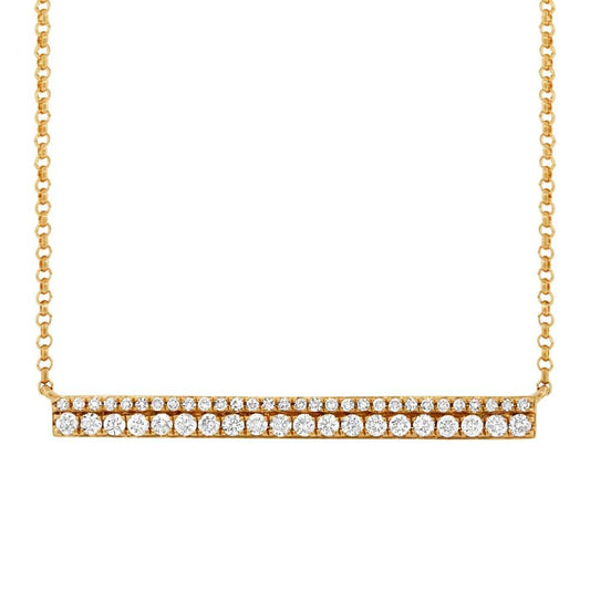 14k Yellow Gold Diamond Bar Necklace