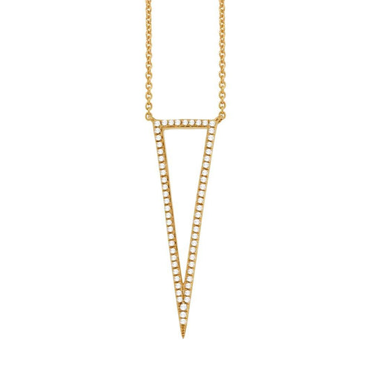 14k Yellow Gold Diamond Triangle Necklace - 0.20ct