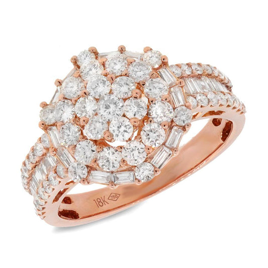 18k Rose Gold Diamond Lady's Ring - 1.60ct