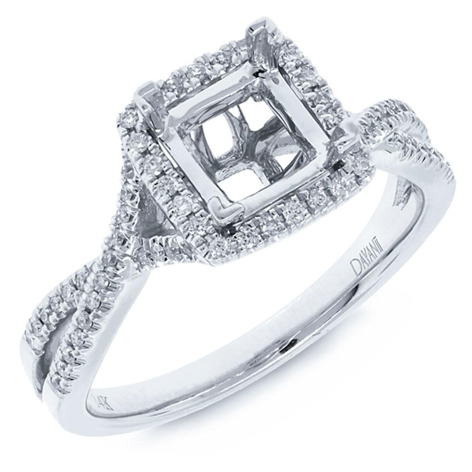 14k White Gold Diamond Semi-mount Ring - 0.19ct