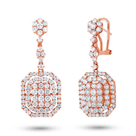 18k Rose Gold Diamond Earring - 3.32ct