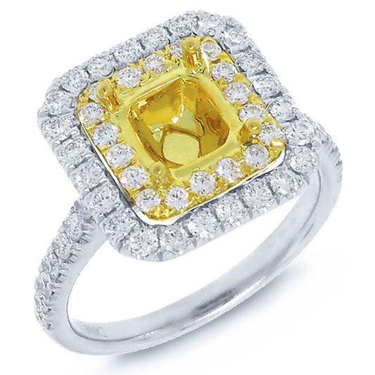 18k Two-tone Gold Diamond Semi-mount Ring - 0.87ct