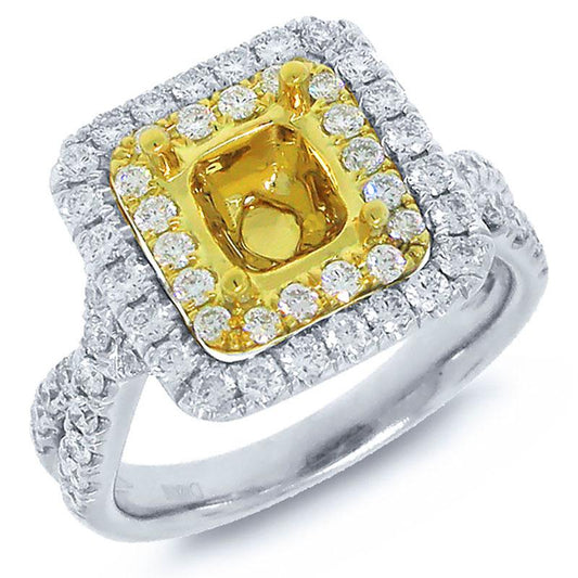 18k Two-tone Gold Diamond Semi-mount Ring - 0.98ct
